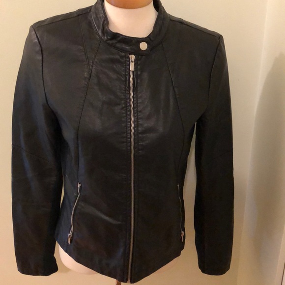 Black river faux leather moto jacket , size M - Picture 3 of 10